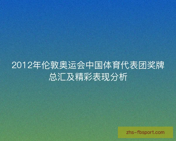 2012年伦敦奥运会中国体育代表团奖牌总汇及精彩表现分析