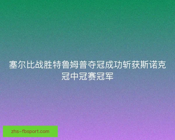 塞尔比战胜特鲁姆普夺冠成功斩获斯诺克冠中冠赛冠军